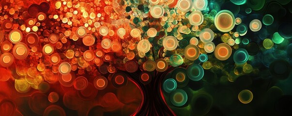 Poster - Abstract Circular Tree Design in Warm Colors
