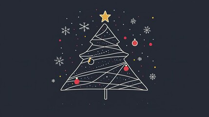 Poster - Modern outline of a Christmas tree with clean lines and simple shapes