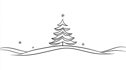 Poster - Modern outline of a Christmas tree with clean lines and simple shapes