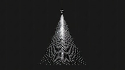Poster - Modern outline of a Christmas tree with clean lines and simple shapes