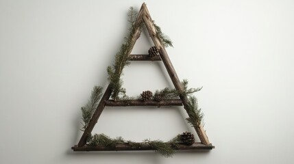Poster - Rustic geometric Christmas tree frame with natural elements