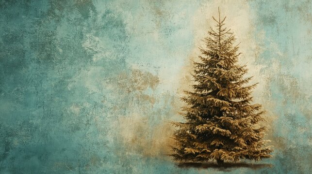 Rustic outline of a Christmas tree with natural textures and earthy tones