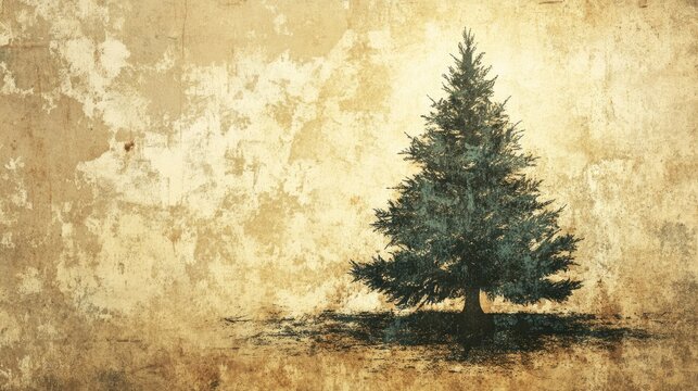 Rustic outline of a Christmas tree with natural textures and earthy tones