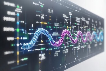 Poster - A digital visualization featuring a colorful wave and data points, illustrating complex information and analysis.