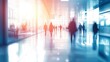 © marco - Blurred Figures in a Modern Office Hallway