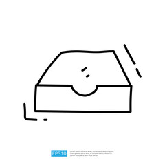 Poster - A simple line drawing of a rectangular box with a flap, suggesting a container or storage solution.