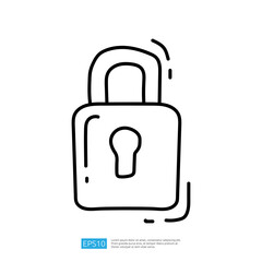 Poster - A simple line drawing of a padlock, symbolizing security and protection. The design is minimalistic and conveys the concept of locking or safeguarding information.