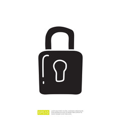 Poster - A simple, stylized illustration of a padlock, symbolizing security and protection.