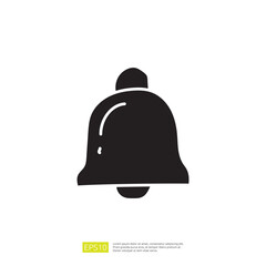 Poster - A simple black silhouette of a bell, often used as a notification symbol in digital interfaces.