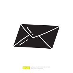 Poster - A simple black envelope illustration, symbolizing communication, correspondence, or messages. Ideal for use in graphic design or digital media.