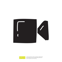 Poster - the image depicts a minimalist black silhouette of a camera, emphasizing its shape and form.