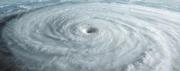 Poster - Top-down view of a powerful cyclone swirling in the ocean.