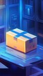 © chusnul - A stylized digital illustration of a package on a futuristic table, suggesting delivery or storage.