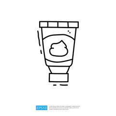 Poster - A simple line drawing of a tube, likely for a condiment or cream, featuring a swirl design on the front. It suggests a playful, minimalist style.