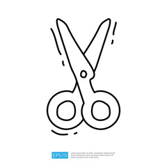 Poster - A simple line drawing of a pair of scissors, depicted in an open position, suggesting motion or use.