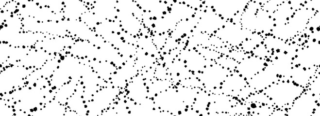Poster - Splashed dots seamless texture. Distress sprinkled paint drop background. Black grunge speckle grain wallpaper. Spatter watercolor repeated backdrop. Splattered dribbled particle print. Vector
