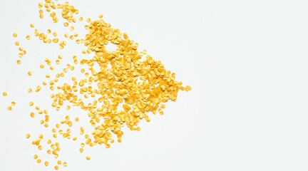 Wall Mural - Gold confetti sparkling explosion in vibrant mood for celebration and party concepts.decoration ornaments design background