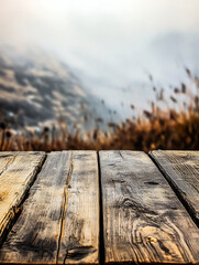 Wall Mural - Empty Wooden Table with Natural Blurred Background for Product Display