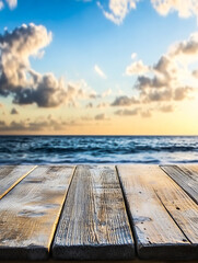 Wall Mural - Empty Wooden Table with Natural Blurred Background for Product Display