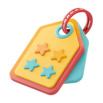 
 3D Render tag icon cartoon style transparent background 