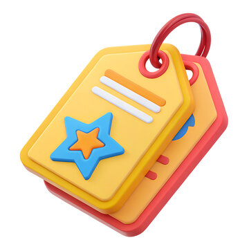 
 3D Render tag icon cartoon style transparent background 