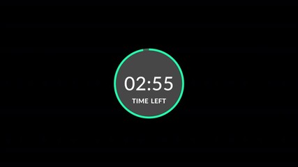 simple 3 minutes countdown timer animation, 3 minutes circle timer countdown.