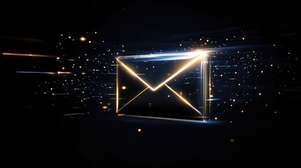 Poster - Glowing Email Envelope Graphic with Sparks and Light Effects Ideal for Digital Communication and Technology Themes in Creative Projects
