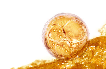 Wall Mural - gold bubble molecule background for cosmetics product