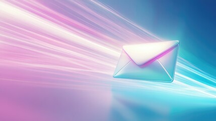 Poster - Abstract representation of a glowing envelope icon on a vibrant gradient background, symbolizing digital communication, messaging, and modern technology advances in connectivity.