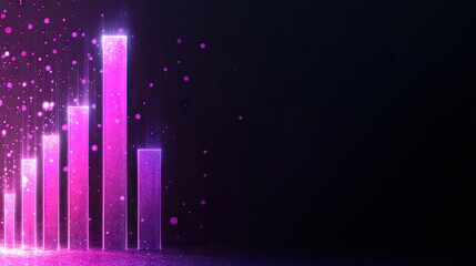 Poster - Vibrant Pink Graph Bars on Dark Background with Sparkling Effects