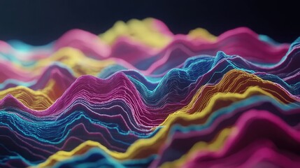 Poster - Colorful Abstract Waves of Line Patterns in Dynamic Flow Motion