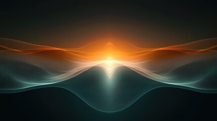 Poster - Minimalistic Dark Background Featuring Radiant Flowing Lines with Soft Glow Effect
