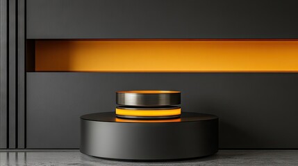 Poster - Modern Minimalist Display with Black and Orange Color Contrast