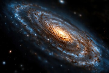 Wall Mural - a spiral galaxy with a bright yellow star in the center