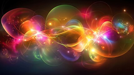 Poster - Colorful Abstract Swirls and Bubbles on Dark Background for Artwork