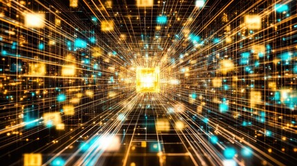 Poster - Dynamic Abstract Background with Bright Lines and Colorful Particles