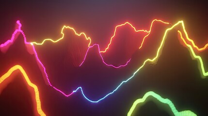 Poster - Vibrant Abstract Waves in Colorful Neon Styles for Digital Art