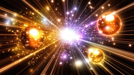 Poster - Vibrant Explosion of Light and Color in Cosmic Background