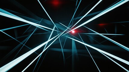 Poster - Abstract Light Beams Creating Dynamic Energy in Dark Space