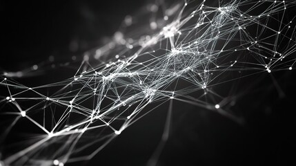 Wall Mural - Abstract Network Structure with Light Points on Dark Background