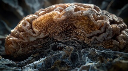 Aufkleber - Macro view of brain folds exploring neuroanatomy through closeup photography in a lab setting