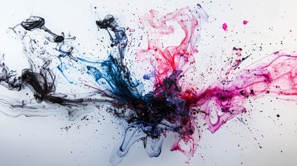 Poster - Ink splattering artistry abstract canvas digital artwork vibrant colors artistic perspective creative expression