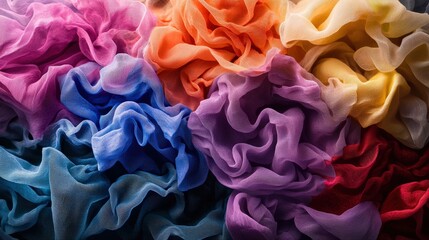 Poster - Textured fabric layers textile studio photography colorful environment close-up view artistic concept exploration