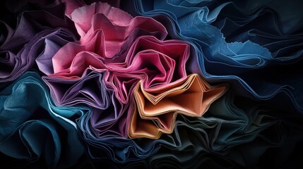 Aufkleber - Abstract paper folds creating complex shapes studio photography creative space close-up art and design concept