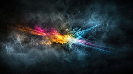 Poster - Dynamic light streaks illuminate a dark abyss abstract art digital creation vivid colors artistic perspective visual impact