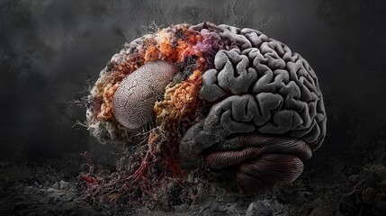 Aufkleber - Exploring the intricate folds of the brain artistic representation of neural dynamics abstract environment science concept