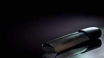 Poster - Artistic reflection of a comb on dark surface studio setting still life minimalist close-up creative perspective