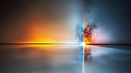 Aufkleber - Dynamic color contrast illuminating minimalist space digital art modern interior vibrant abstract conceptualization