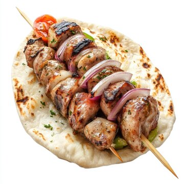Souvlaki isolated on white background