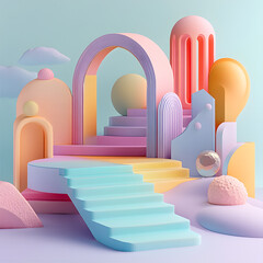 Poster - Creative geometric structures abstract environment digital art colorful design playful aesthetics modern sensibilities
